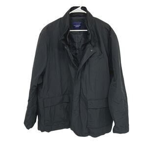 J.M. Haggar Outerwear Water Resistant Black Coat Jacket Full Zip with Pockets